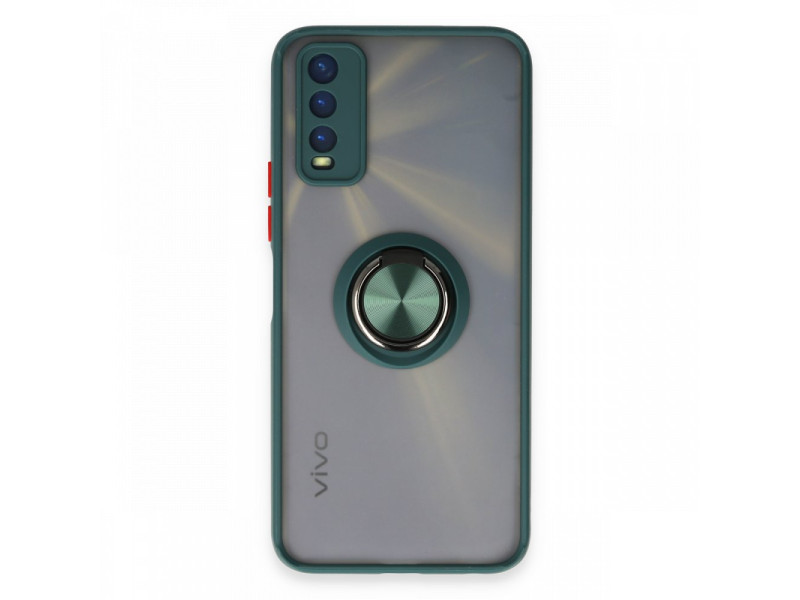 Newface Vivo Y20 Kılıf Montreal Yüzüklü Silikon Kapak - Yeşil