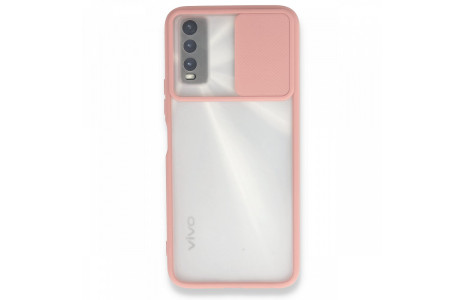 Newface Vivo Y20 Kılıf Palm Buzlu Kamera Sürgülü Silikon - Pembe