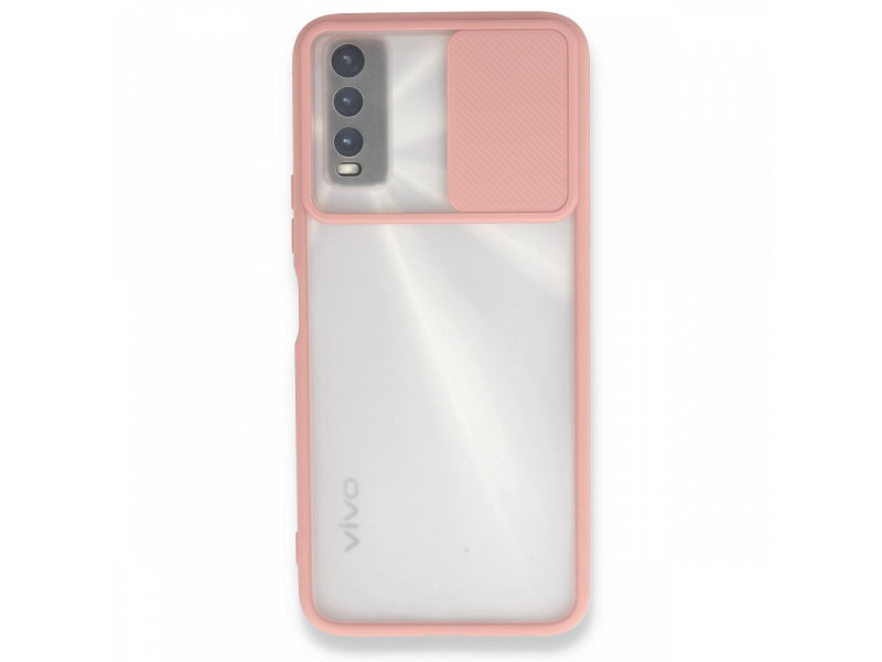 Newface Vivo Y20 Kılıf Palm Buzlu Kamera Sürgülü Silikon - Pembe