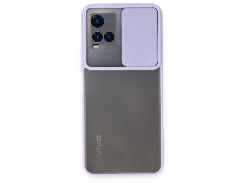 Newface Vivo Y21 Kılıf Palm Buzlu Kamera Sürgülü Silikon - Lila