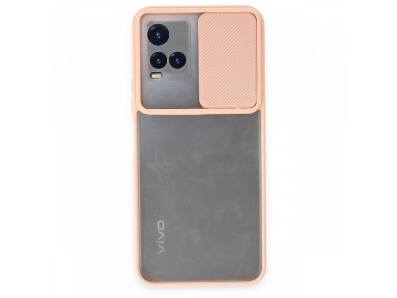 Newface Vivo Y21 Kılıf Palm Buzlu Kamera Sürgülü Silikon - Pembe