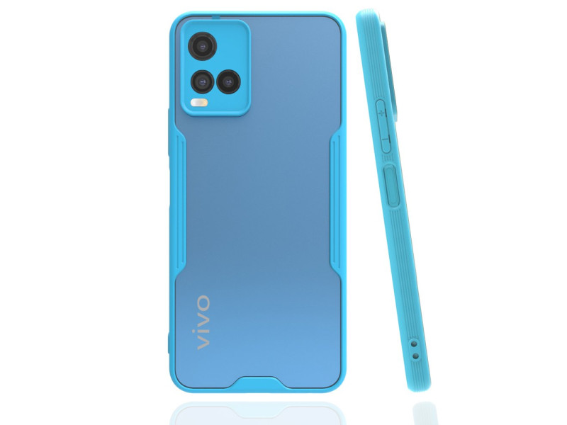 Newface Vivo Y21 Kılıf Platin Silikon - Mavi