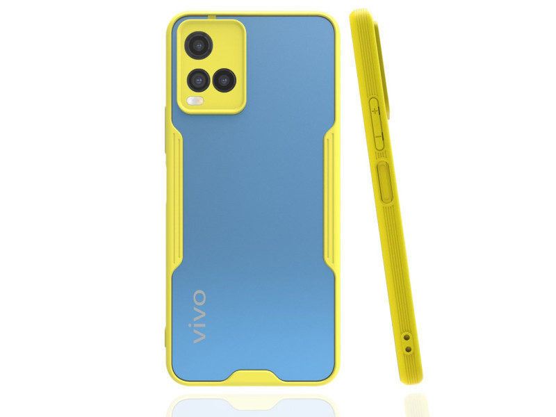 Newface Vivo Y21 Kılıf Platin Silikon - Sarı