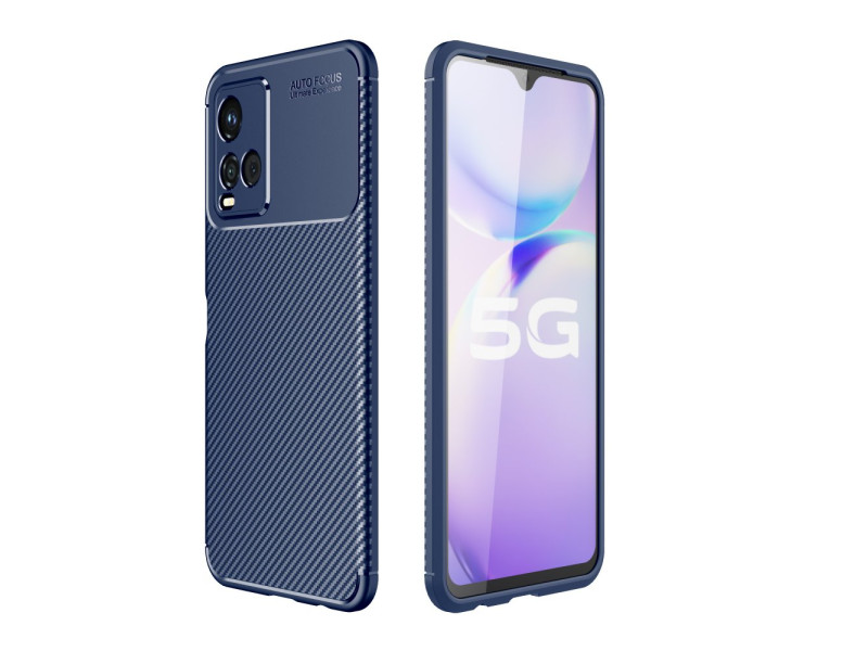 Newface Vivo Y21S Kılıf Focus Karbon Silikon - Lacivert