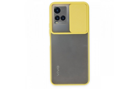 Newface Vivo Y21S Kılıf Palm Buzlu Kamera Sürgülü Silikon - Sarı