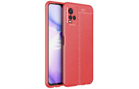 Newface Vivo Y33S Kılıf Focus Derili Silikon - Kırmızı