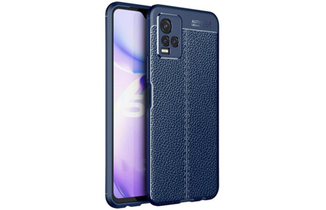 Newface Vivo Y33S Kılıf Focus Derili Silikon - Lacivert