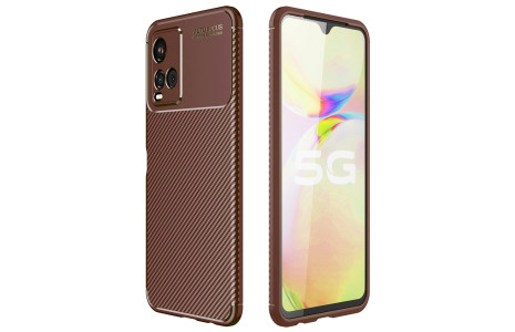 Newface Vivo Y33S Kılıf Focus Karbon Silikon - Kahverengi