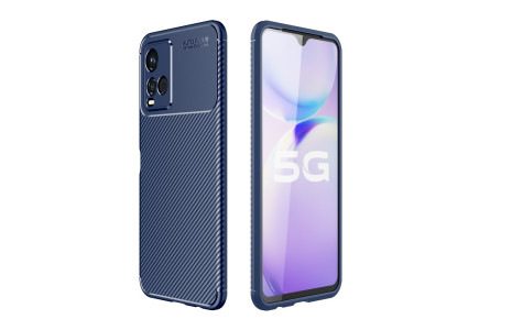 Newface Vivo Y33S Kılıf Focus Karbon Silikon - Lacivert