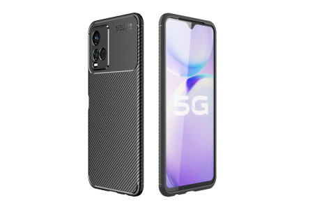 Newface Vivo Y33S Kılıf Focus Karbon Silikon - Siyah
