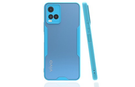 Newface Vivo Y33S Kılıf Platin Silikon - Mavi