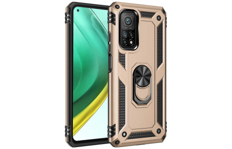 Newface Xiaomi Mi 10T Pro Kılıf Sofya Yüzüklü Silikon Kapak - Gold
