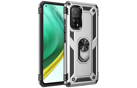 Newface Xiaomi Mi 10T Pro Kılıf Sofya Yüzüklü Silikon Kapak - Gümüş