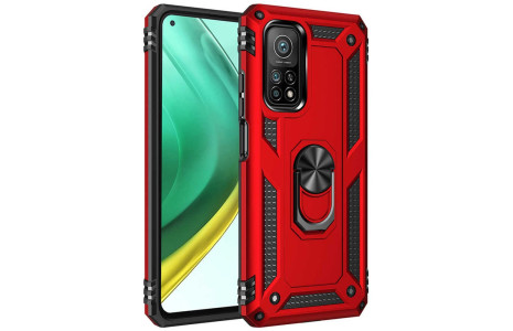Newface Xiaomi Mi 10T Pro Kılıf Sofya Yüzüklü Silikon Kapak - Kırmızı