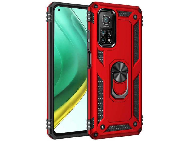 Newface Xiaomi Mi 10T Pro Kılıf Sofya Yüzüklü Silikon Kapak - Kırmızı