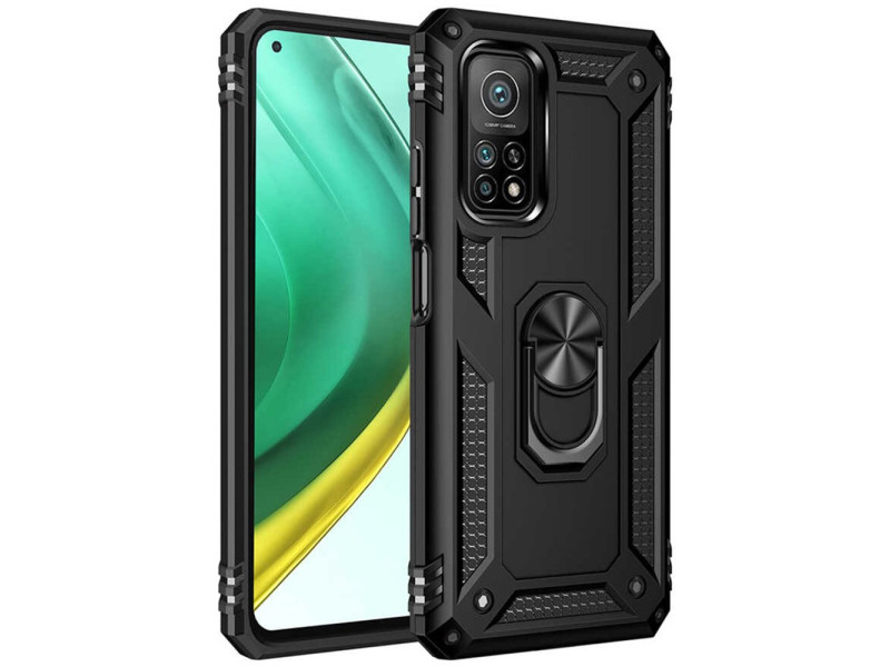 Newface Xiaomi Mi 10T Pro Kılıf Sofya Yüzüklü Silikon Kapak - Siyah