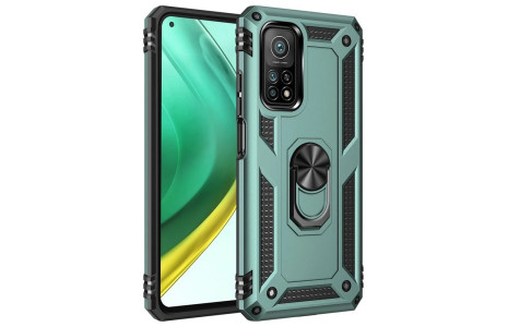 Newface Xiaomi Mi 10T Pro Kılıf Sofya Yüzüklü Silikon Kapak - Yeşil