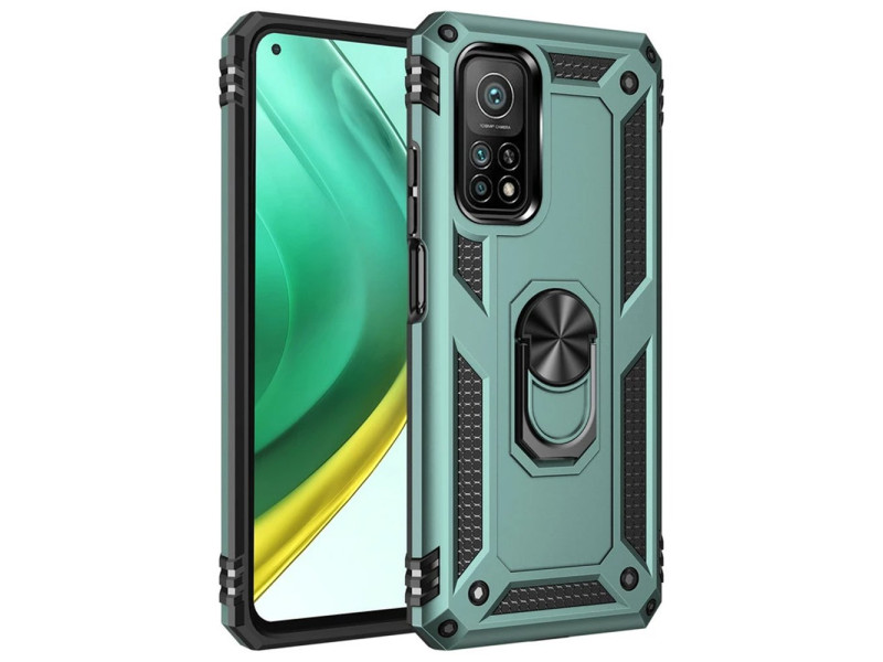 Newface Xiaomi Mi 10T Pro Kılıf Sofya Yüzüklü Silikon Kapak - Yeşil