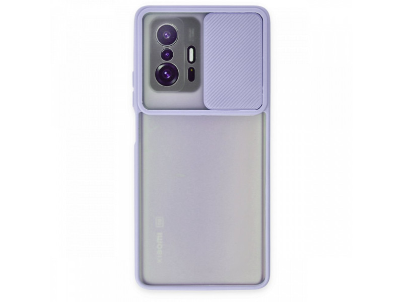 Newface Xiaomi Mi 11T Pro Kılıf Palm Buzlu Kamera Sürgülü Silikon - Lila