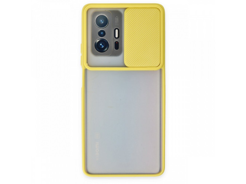 Newface Xiaomi Mi 11T Pro Kılıf Palm Buzlu Kamera Sürgülü Silikon - Sarı