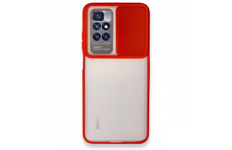 Newface Xiaomi Redmi 10 2022 Kılıf Palm Buzlu Kamera Sürgülü Silikon - Kırmızı