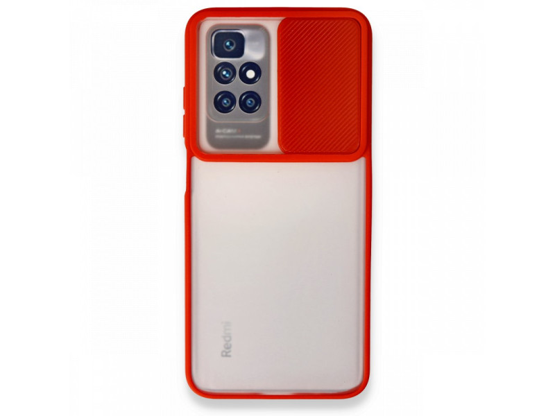 Newface Xiaomi Redmi 10 2022 Kılıf Palm Buzlu Kamera Sürgülü Silikon - Kırmızı