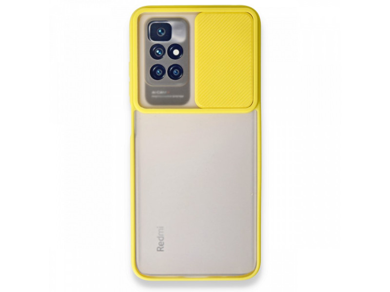 Newface Xiaomi Redmi 10 2022 Kılıf Palm Buzlu Kamera Sürgülü Silikon - Sarı