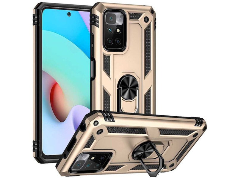 Newface Xiaomi Redmi 10 2022 Kılıf Sofya Yüzüklü Silikon Kapak - Gold