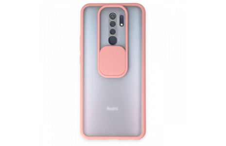 Newface Xiaomi Redmi 9 Kılıf Palm Buzlu Kamera Sürgülü Silikon - Pembe