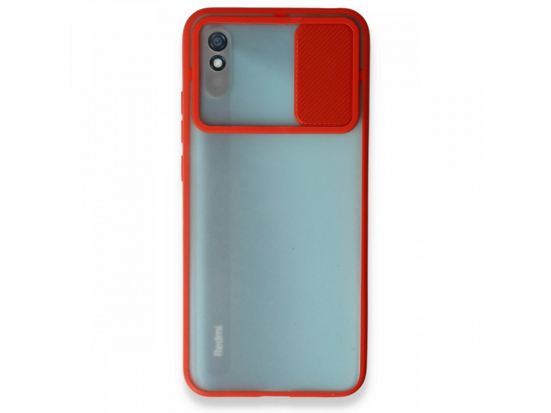 Newface Xiaomi Redmi 9A Kılıf Palm Buzlu Kamera Sürgülü Silikon - Kırmızı