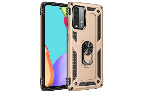 Newface Xiaomi Redmi 9T Kılıf Sofya Yüzüklü Silikon Kapak - Gold