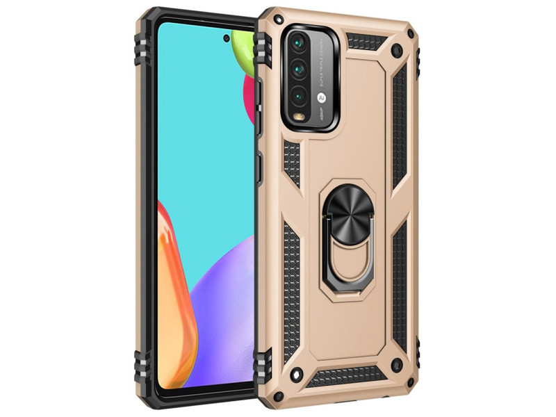Newface Xiaomi Redmi 9T Kılıf Sofya Yüzüklü Silikon Kapak - Gold