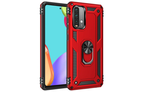 Newface Xiaomi Redmi 9T Kılıf Sofya Yüzüklü Silikon Kapak - Kırmızı