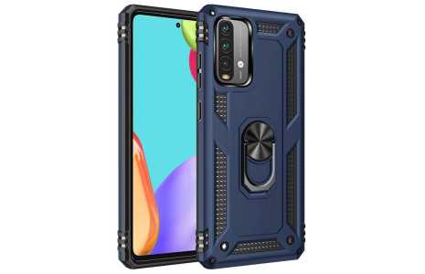 Newface Xiaomi Redmi 9T Kılıf Sofya Yüzüklü Silikon Kapak - Lacivert