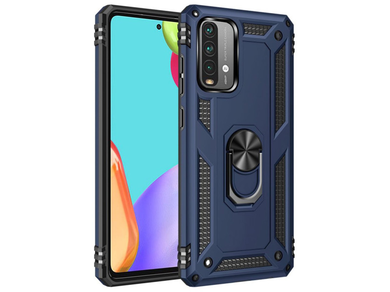 Newface Xiaomi Redmi 9T Kılıf Sofya Yüzüklü Silikon Kapak - Lacivert