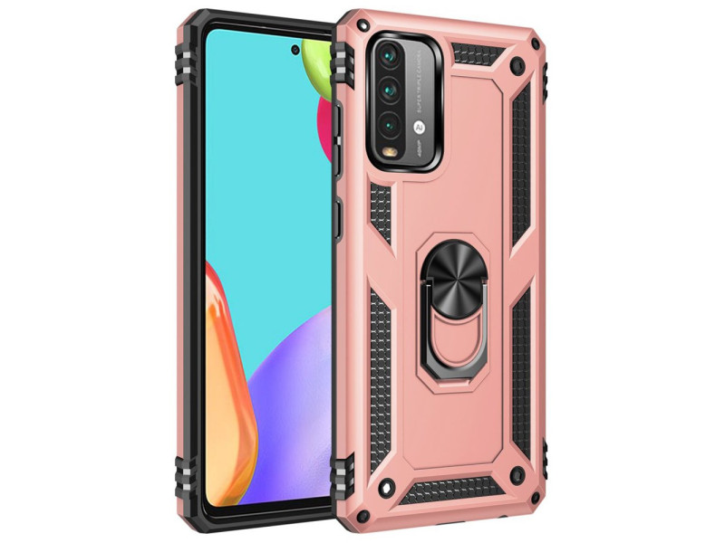 Newface Xiaomi Redmi 9T Kılıf Sofya Yüzüklü Silikon Kapak - Rose