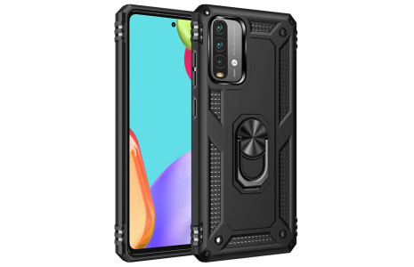 Newface Xiaomi Redmi 9T Kılıf Sofya Yüzüklü Silikon Kapak - Siyah