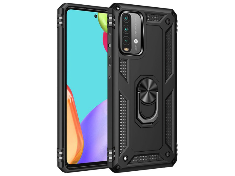 Newface Xiaomi Redmi 9T Kılıf Sofya Yüzüklü Silikon Kapak - Siyah