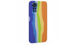 Newface Xiaomi Redmi Note 11 Kılıf Ebruli Lansman Silikon - Mavi-Turuncu