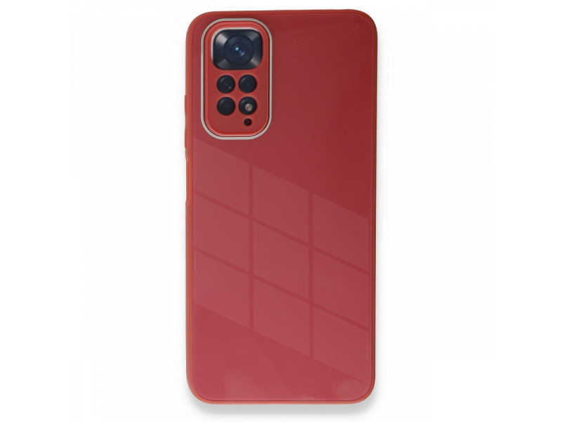 Newface Xiaomi Redmi Note 11 Kılıf Glass Kapak - Bordo