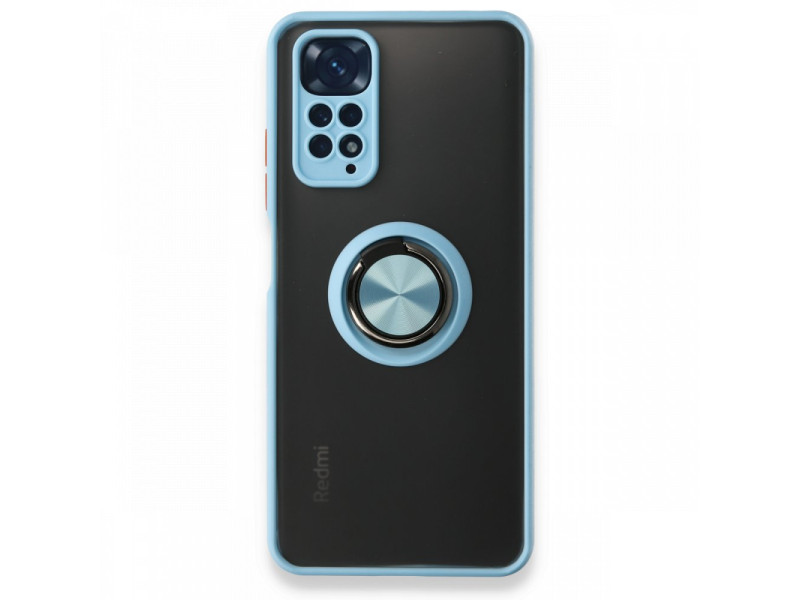 Newface Xiaomi Redmi Note 11 Kılıf Montreal Yüzüklü Silikon Kapak - Buz Mavi