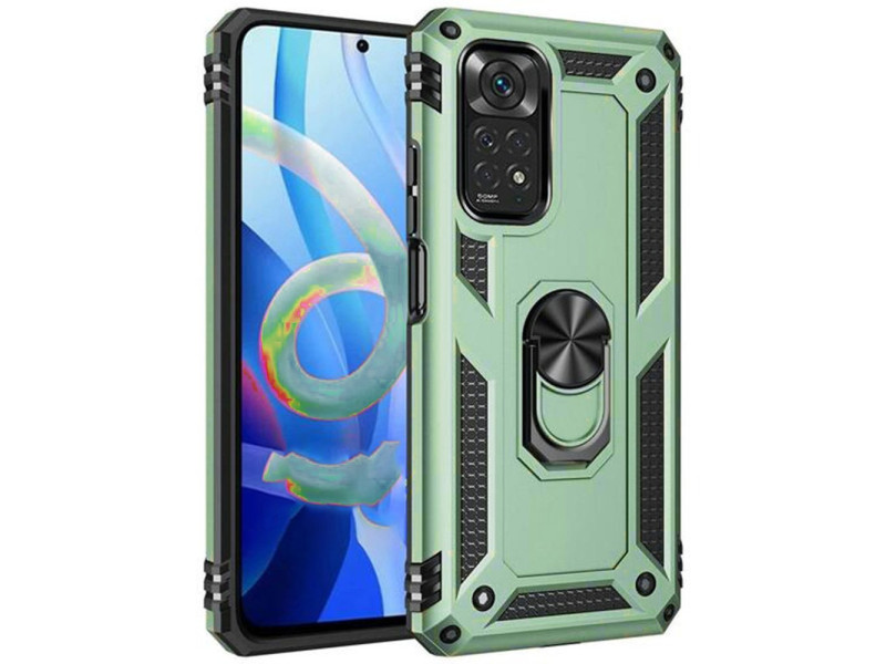 Newface Xiaomi Redmi Note 11 Kılıf Sofya Yüzüklü Silikon Kapak - Yeşil