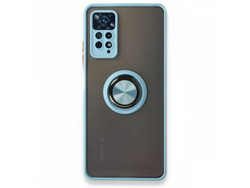 Newface Xiaomi Redmi Note 11 Pro Kılıf Montreal Yüzüklü Silikon Kapak - Buz Mavi