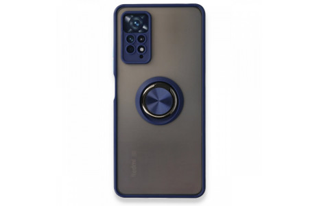 Newface Xiaomi Redmi Note 11 Pro Kılıf Montreal Yüzüklü Silikon Kapak - Lacivert