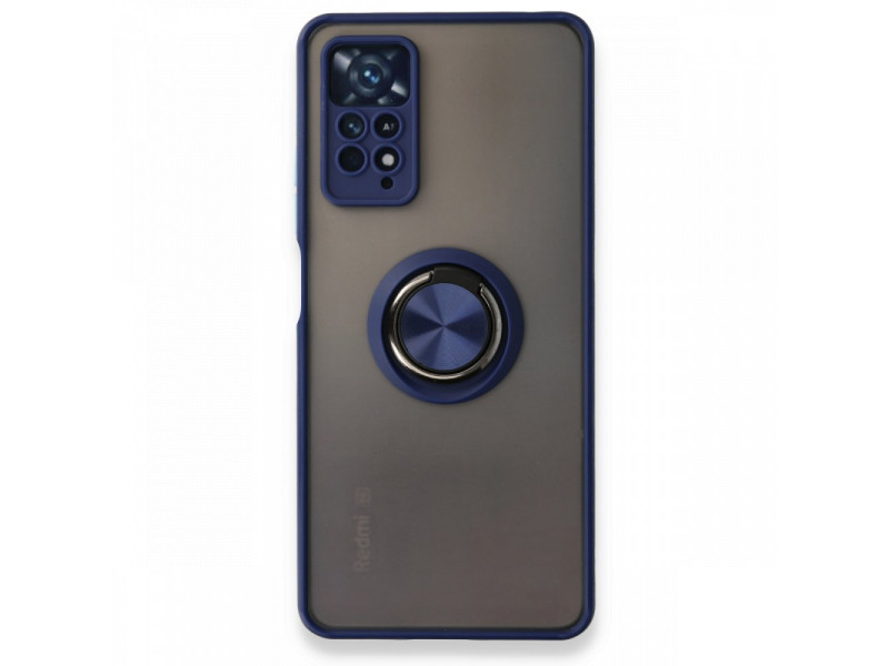 Newface Xiaomi Redmi Note 11 Pro Kılıf Montreal Yüzüklü Silikon Kapak - Lacivert