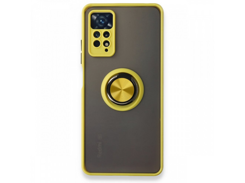 Newface Xiaomi Redmi Note 11 Pro Kılıf Montreal Yüzüklü Silikon Kapak - Sarı