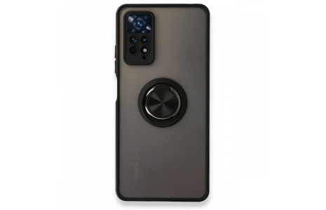 Newface Xiaomi Redmi Note 11 Pro Kılıf Montreal Yüzüklü Silikon Kapak - Siyah