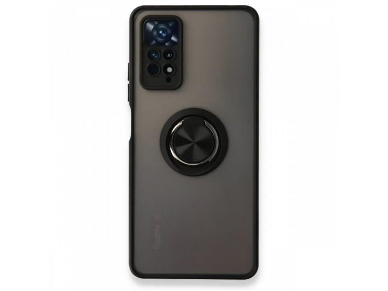 Newface Xiaomi Redmi Note 11 Pro Kılıf Montreal Yüzüklü Silikon Kapak - Siyah