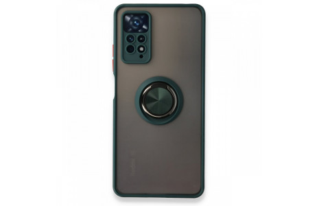 Newface Xiaomi Redmi Note 11 Pro Kılıf Montreal Yüzüklü Silikon Kapak - Yeşil