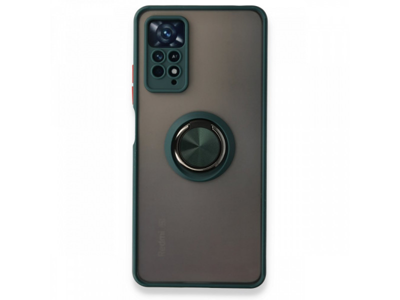 Newface Xiaomi Redmi Note 11 Pro Kılıf Montreal Yüzüklü Silikon Kapak - Yeşil